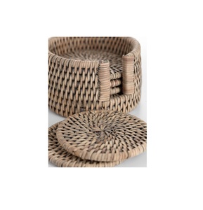 Handwoven Rattan Round <b>Coasters</b> with Holder Pottery Insulated <b>Heat</b> Woven Placemats Eco-Friendly <b>Coaster</b> Set - Product Image 1