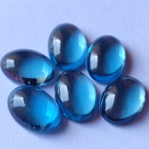 Cabochons ovales en topaze bleue de Londres naturelle de haute qualité 3x5mm à 10x12mm bijoux en pierres précieuses à dos plat - Product Image 1