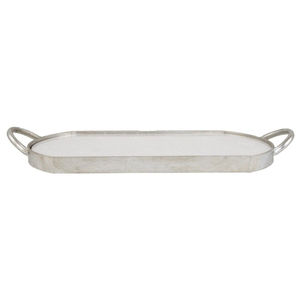 Plateau de service rectangulaire en aluminium argenté fait à la main, avec poignées, parfait pour la cuisine et la décoration de la maison - Product Image 5