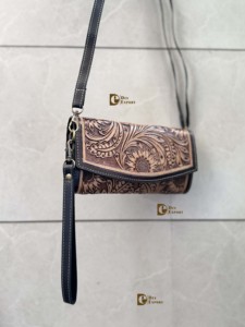 Cartera de Cuero Personalizada Hecha a Mano al por Mayor, Cartera de Cuero con Grabado, Estilo Occidental, para Mujer, Multiusos - Product Image 3