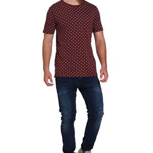 Venta al por mayor de logotipo de alta calidad 100% algodón diamante estampado cuello redondo ropa para adultos Unisex hombres camisetas personalizadas - Product Image 6
