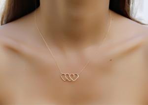 Amour Collier Triple Coeur Collier Eternité Collier Trois Coeurs Or Coeur Unique Or Infinity Eternity - Product Image 4