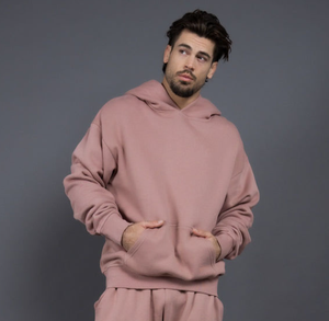 Otoño Invierno hombres ecológicos 100% algodón sudaderas con capucha nuevo suelto Color sólido 400g grueso forro polar frontal impresión Digital - Product Image 1