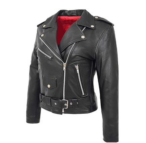 Chaqueta de Motociclista de Cuero Genuino para Mujer, Estilo Moderno, Cuello de Solapa, Nuevo Diseño, Transpirable, Fabricante Mayorista, Pakistán, Calidad Superior - Product Image 4
