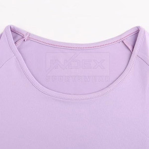 เสื้อยืดครอปผ้าฝ้าย/โพลีเอสเตอร์ย้อมสีล้วนสำหรับผู้หญิง - Product Image 4