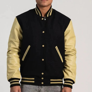 Chaqueta de Béisbol Estilo Hip-Hop Urbano, Chaqueta Universitaria Informal con Parches, Chaqueta Bomber con Mangas de Cuero - Product Image 5