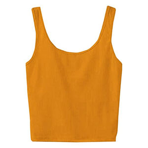 Débardeur basique court pour femme avec col carré et bretelles épaisses de couleur unie par Sweaty Rocks Débardeurs côtelés unis avec côté - Product Image 1