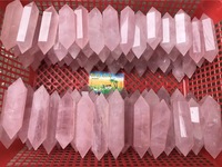 Maßgefertigter Doppelt Terminierter Rosenquarz-Achat Edelstein-Kristallpunkt, Kugel, Globus, Beidseitig Geschnitzt, Liebe, Feng Shui, Zuhause, Rosa, Hochwertig