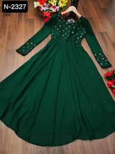 ชุดกาวน์ปักลาย Georgette Anarkali แขนยาวผ้าเรยอนสำหรับผู้หญิงชุดอินเดียปากีสถาน - Product Image 2