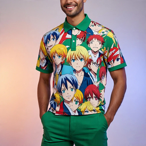 เสื้อโปโลสำหรับผู้ชายเสื้อกอล์ฟพิมพ์ลายอนิเมะทำจากโพลีเอสเตอร์ระบายอากาศได้ดีดีไซน์เพรียวบางออกแบบได้ตามต้องการ - Product Image 5