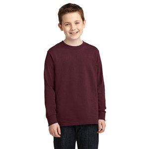 T-shirt à manches longues décontracté pour jeunes gris chiné 100% coton T-shirt à manches longues confortable - Product Image 4
