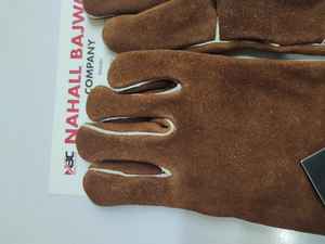 ถุงมือเชื่อมหนังผ้าทนความร้อนมีความปลอดภัยลายเส้นผ้ากันเปื้อนสำหรับงานเชื่อมโลโก้ออกแบบได้ตามต้องการ - Product Image 3