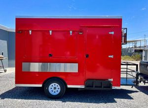 Remolque de comida móvil de fibra de vidrio usado 8X12, carro de aperitivos remolcable para bodega, panadería, tienda de alimentos al por menor - Product Image 2