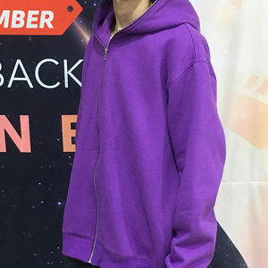 เสื้อมีฮู้ดผ้าฝ้ายโอเวอร์ไซส์อินเทรนด์ใส่ได้ทั้งชายและหญิงเสื้อมีซิปดีไซน์ทันสมัยใส่สบายอเนกประสงค์ใส่โลโก้ออกแบบได้ตามต้องการ - Product Image 5