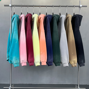 Sweats à capuche en polaire délavé à l'acide vintage pour l'hiver personnalisé 360Gsm logo de broderie sweat à capuche rose à épaules tombantes en coton épais pour hommes - Product Image 4