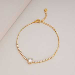 Bracelet à breloques en forme de cœur plaqué rhodium - Argent 92,5 - Product Image 2