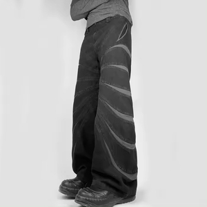 Men's Zip Fly Breathable Contrast Curved Men's <b>Jeans</b>, <b>Patch</b> Work Custom Style Men's High Quality <b>Jeans</b> in Wholesale - Product Image 5