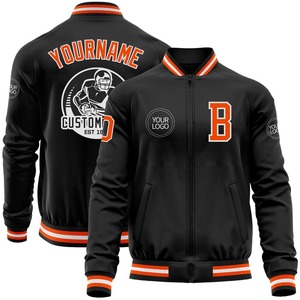 Personalizado negro naranja-blanco bombardero Varsity Letterman cremallera chaqueta cortavientos Streetwear vintage hombres Varsity chaqueta - Product Image 1