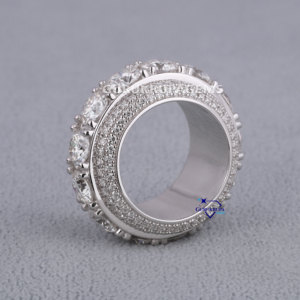 Venta caliente personalizado 925 plata esterlina corte redondo Moissanite diamante Hip Hop Iced Out Wedding Band anillo fino para mujeres - Product Image 5