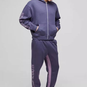 ชุดวอร์มใส่สบายและระบายอากาศได้ดีชุดวอร์มสำหรับผู้ชายโอเวอร์ไซส์แบบบล็อกซิปมีฮู้ดขนาดใหญ่พิเศษออกแบบได้ตามที่ต้องการ - Product Image 1