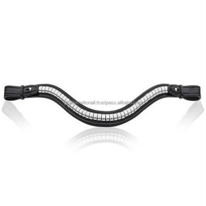 Productos ecuestres hechos en la India, cubierta de latón, banda decorativa para cejas de caballo de cuero con forma de onda con extremos de bucle a presión personalizados - Product Image 5