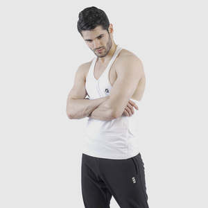 White Sporty Casual Tank <b>Top</b> Breathable Cotton Spandex Hood Collar 3D Rhinestone Embroidery Washed Technique XL Size Solid Print - Product Image 3
