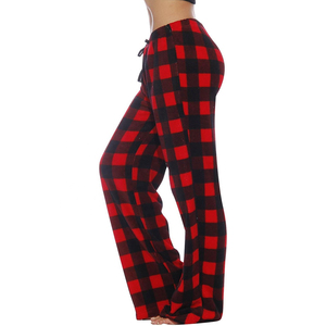 Women's Flannel Solid Lounge Pants Casual Stretch Sleepwear Bottoms Pockets Comfortable Drawstring Breathable Wide <b>Leg</b> Plus Size - Product Image 3