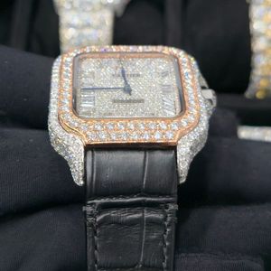 Reloj Mecánico de Lujo para Hombre, de Acero Inoxidable, Cuadrado, con Correa de Cuero, Diamantes de Moissanita, Estilo Vintage, Analógico - Product Image 3
