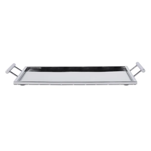 Plateau en métal argenté antique martelé de forme carrée Plateau en métal décoratif fabriqué à la main Cadeau élégant pour pendaison de crémaillère et mariages - Product Image 6