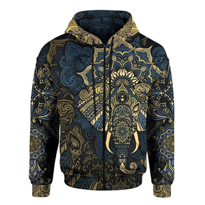 Sudadera con capucha de invierno informal para hombre con cordón de bolsillo Kanga de lana de algodón y poliéster con cremallera; MOQ teñido liso de nuevo diseño 2 uds. - Product Image 1