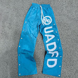Pantalons de survêtement unisexes en nylon avec logo personnalisé, rayures courbes, style baggy, coupe-vent, pantalon de survêtement pour hommes, taille plus, pantalon large en nylon - Product Image 6