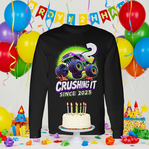 T-shirt à manches longues Monster Truck pour garçons de 2 ans, pour la 2ème fête d'anniversaire 2023 - Product Image 3