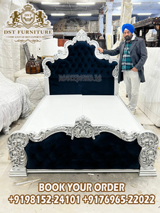 Italia Design Deep Curved Sleigh Bed Premium Quality Queen Size Cama de madera de teca Cama tamaño Queen Fabricado por DST EXPORTS - Product Image 3