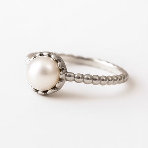 Trendy Freshwater Pearl Bezel Set Rhodium Plated <b>925</b> <b>Silver</b> <b>Ring</b> for Women's Wedding Engagement Party & Everyday Wear - Product Image 3