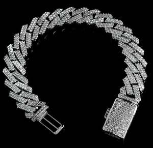 13MM MOISSANITE PRONG SET CUBAN <b>BRACELET</b> in WHITE GOLD UNISEX IGI CERTIFIED HIP HOP STYLE - Product Image 2