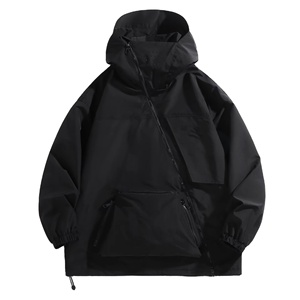 Veste de course INTERKNIT INTERNATIONAL pour homme – Nouvelle collection automne-printemps, imperméable, coupe-vent, à capuche, motif dessin animé et lettres, pour l'extérieur - Product Image 5