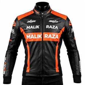 Chaqueta de Cuero Vacuno al por Mayor Malik Raza, Cintura Ajustable, Protectores CE, Corte de Carreras para Hombre y Mujer, Descuentos por Compra al por Mayor - Product Image 2