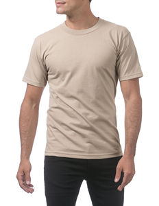 Men's <b>Khaki</b> Color 100% Cotton Sport Performance Tee Shirt Comfort Short-Sleeve Round Neck Plain T-Shirt - Product Image 2