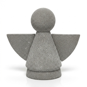 Figurine d'ange en bois de teck massif de qualité alimentaire, ornement décoratif minimaliste, décoration rustique pour la maison, pièce d'art moderne pour table, cadeau unique - Product Image 1