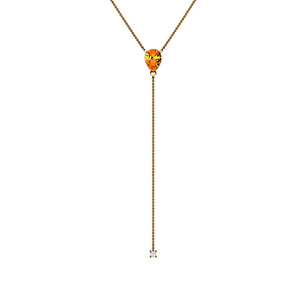 สร้อยคอ Lariat ซิทรินทองคําแท้พร้อมการออกแบบหยดเพชรผู้ผลิตเครื่องประดับโซ่ทองคําเหลือง 18k แข็ง - Product Image 6