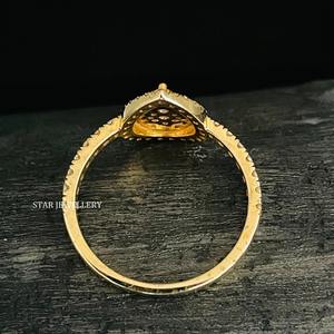 Bague de fiançailles chrétienne de luxe pour femme en or massif 14 carats avec diamant naturel taille brillant rond et halo en grappe - Product Image 4