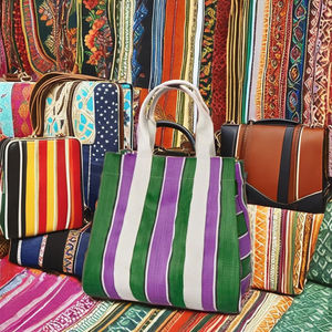 Sacs à provisions en toile plastique à rayures tissée PP en nylon recyclé Sacs à provisions écologiques réutilisables personnalisés Vente en gros Inde - Product Image 2