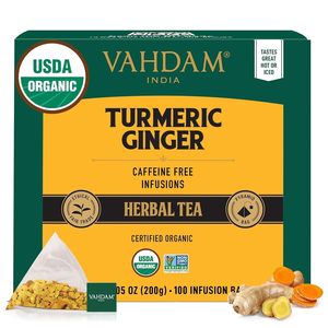 VAHDAM Organic Turmeric Ginger Herbal <b>Tea</b> Bags (100 Pyramid <b>Tea</b> Bags) - Product Image 5