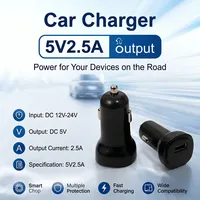 Cargador de Coche Directo de Fábrica, 5V 2.5A, Puerto USB para Encendedor de Cigarrillos, Alimentado para DVR y Dispositivos Móviles, Venta al Por Mayor