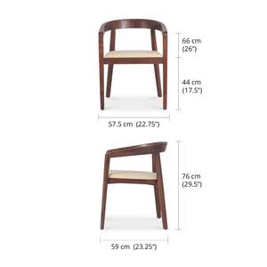 Fauteuil de salle à manger moderne Davinc en teck massif avec sièges rembourrés, finition naturelle, pour salon - Product Image 5