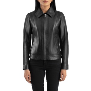 Compra prendas de vestir exteriores de cuero personalizables para mujer Material de alta calidad Chaqueta de cuero genuino de mejor ajuste para mujer 2026 - Product Image 1