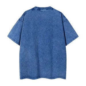 Camiseta de algodón transpirable y ligera para hombre, ropa de calle ajustada lavada con ácido con logotipo personalizado - Product Image 3