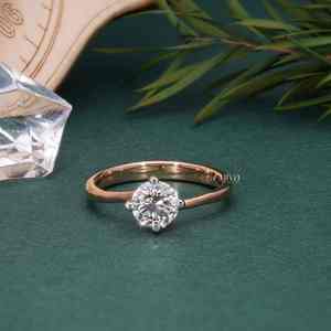 Bague de fiançailles solitaire en or rose 18 carats avec diamant de laboratoire taillé en brillant de 0,80 ct Bague de mode pour femme Options multiples en métal - Product Image 5