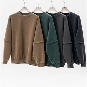 เสื้อสเวตเชิ้ตสไตล์วินเทจ ผ้าเฟรนช์เทอร์รี่ สตรีทแวร์ ล้างสีแบบแอซิด ดีไซน์ดิสเทรส ทรงโอเวอร์ไซส์ คอกลม - Product Image 4