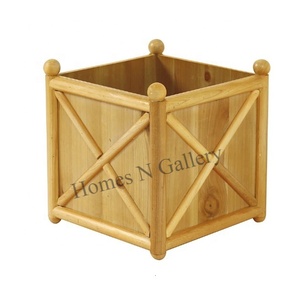 Caja de maceta de madera con acabado natural hecho a mano más vendida a precio al por mayor con estilo de gran tamaño para decoración de jardín al aire libre en la India - Product Image 4